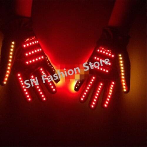 TT05 Colorful LED gloves light bar club KTV Party props /Full-finger ballroom Luminous dance gloves/with strobe function