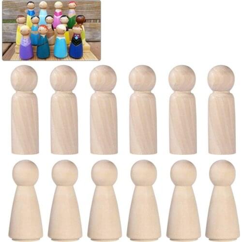 Wooden Peg Doll Unfinished Wooden People Plain Blank Bodies Angel Dolls For DIY Craft Pack of 20