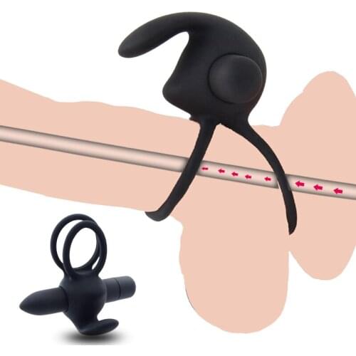 Double Ring Sex Vibrator Clitoris Stimulation Vibrating Male Ring For Men Delay Ejaculation Erotic Sex Toys Male Chastity Device