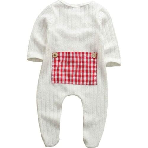 0-9M Toddler Newborn Baby Boy Girl Cotton Romper Long Sleeve Jumpsuit Knitted PP Pocket Playsuit Outfits Clothes