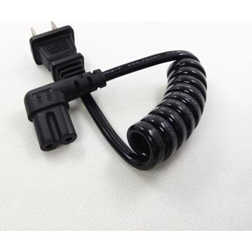 JP US NEMA 1-15P 2PIN Plug To IEC 320 C7 Elbow AC Short Portable Cord PU Spring Strech Power cable 10-30cm Retractable
