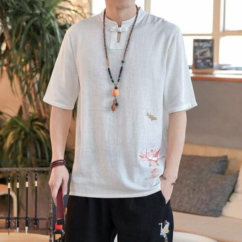 Kimono Japanese Men Short Half-Sleeve Shirt T-shirt Embroidered Japan Harajuku Asian Trouser Male Yukata Haori Cardigan Costume