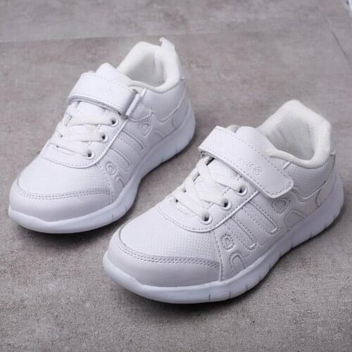 Spring Child White Shoes PU Leather Children Sneakers Slip-on Increase Height Boys Girls Sports Shoes Breathable Casual Zapato