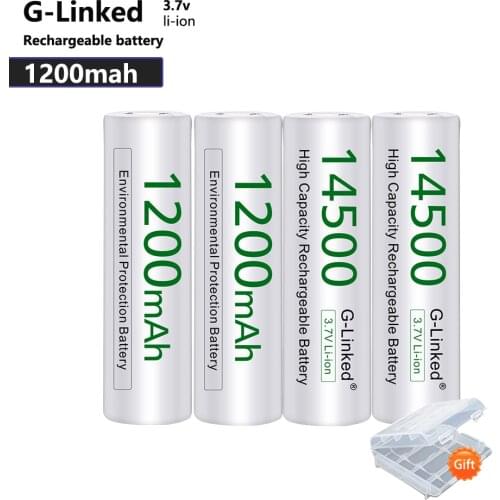 AA 14500 Lithium Battery 14500 3.7V 1200mAh Rechargeable Battery AA Battery for Gas Meter Alarm with Free Holder