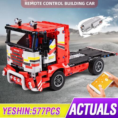 Mould King High-Tech RC Car Model The Transport Truck with Motor Assembly Kits Building Blocks Kids Christmas Car Gifts