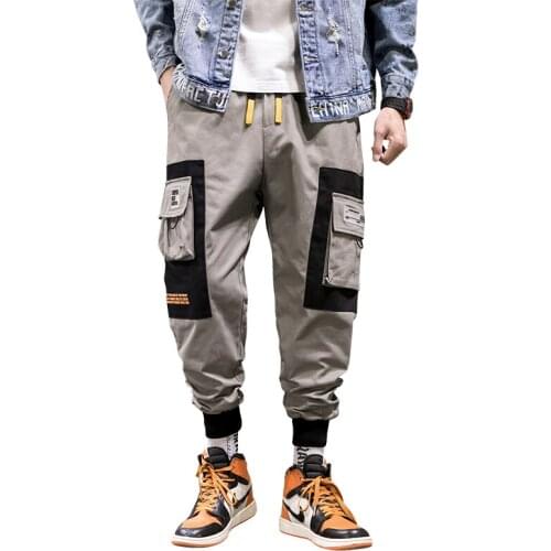 Streetwear Cargo Pants Mens Plus Size Hip Hop Side Pocket Casual Hot Sale Loose Black Sweatpant 2021 New Hot Sale