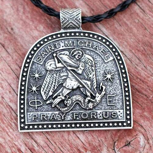 Men Cathedral Archangel Necklace Saint Michael Patron Medieval Guradian Necklace