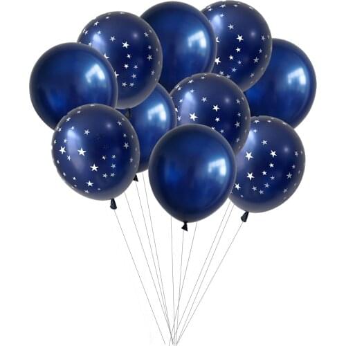 10pcs Ink Blue Latex Balloon Set Star Clear Pink Gold Helium Balloons Wedding Decoration Baby Shower Birthday Party Supplies