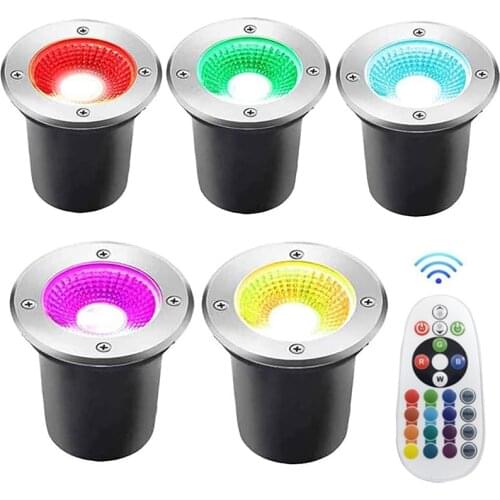 Outdoor Waterproof RGB LED Underground Light 10W 12V Landscape Lighting IP65 COB Inground Light for Ground, Deck, Step, Garden