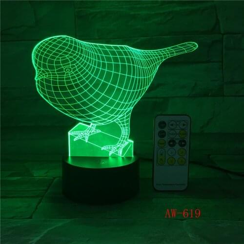 Bird Model 3D LED Night Light Beside LampTouch Control 7 Color Changing USB Touch LED Desk Table Lamp Office Light AW-6 AW-619