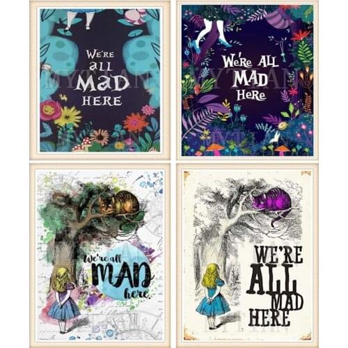 New 5d Diamond Painting We Are All Mad Here Purple Handmade Picture Of Rhinestone Mosaic Full Square/round Diamond Embroidery