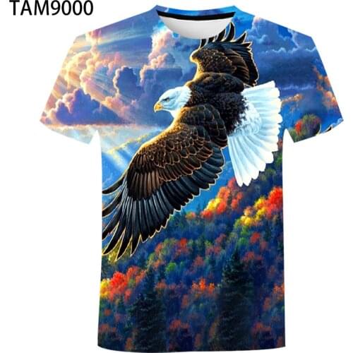 New 3D Printed eagle Animal Figure boy and girl Summer T-shirt, stylish Personality, Trendy Style, Round Neck