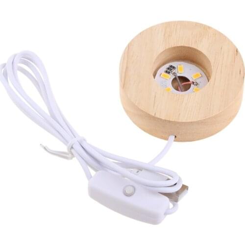 2021 New Handmade Wood Rectangle Round Oval Shape LED Display Base Resin Art Ornament Wooden Night Lighted Base Stand Crafts