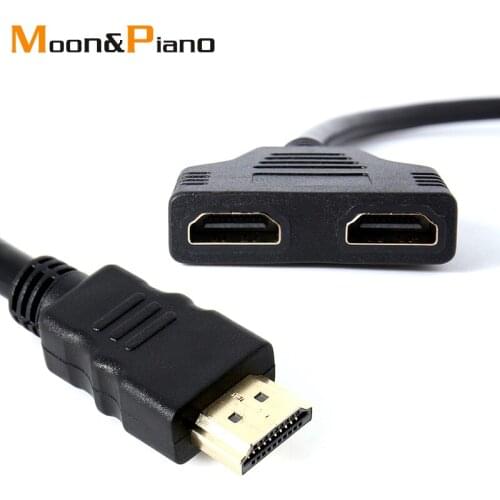 Converter 1 Male to 2 Female HDMI-compatible Splitter Cable 1080P HD Quality 3D Computer Monitor Set-top Box Data Extension Wire