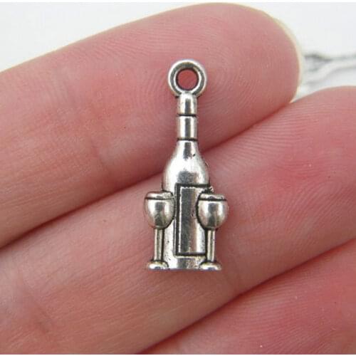 10Pcs Wine and Wine Glasses Charms Antique Silver Color Tone Pendant Findings Fit DIY Keychain Accessories Handmade Jewelry Make