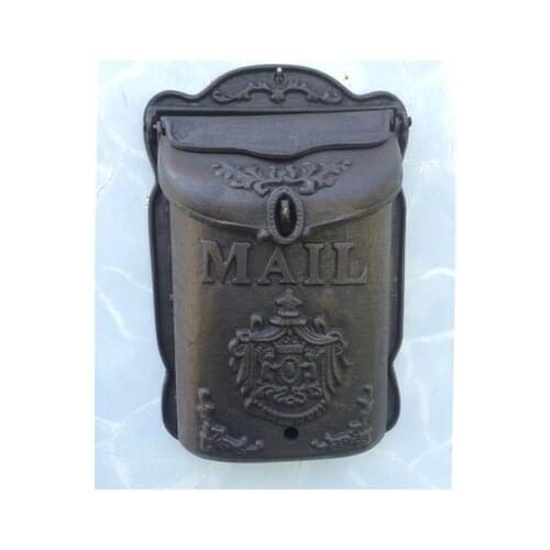 Rural Style Heavy Duty Wall Mounted Cast Iron Mailbox Metal Mail Box Newspaper Letter Post Box Rustic Postbox Gardon Yard Decor