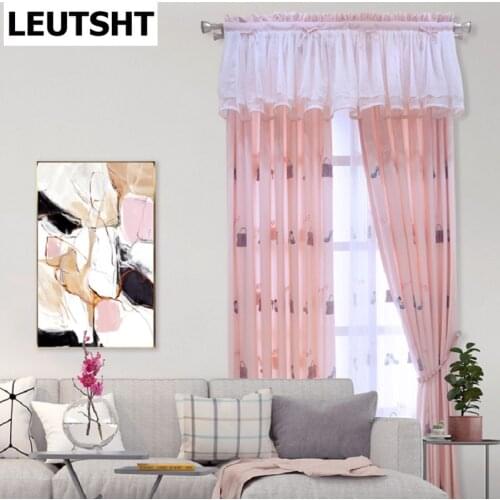 Nordic Curtains for Living Dining Room Bedroom Princess Wind Cartoon Curtain Embroidery Cute Fashion Girl Pink Window Curtains