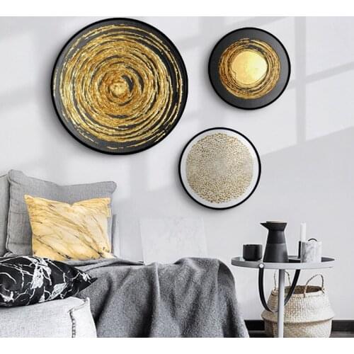 Modern simplicity living room wall decoration fashion American light luxury decorative painting creative circular frame pendant