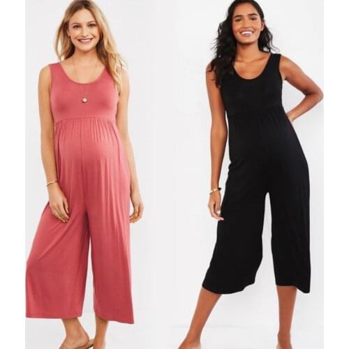 Loose Maternity Rompers Clothes Trousers Pregnant Women Sleeveless Pregnancy Pants Hakama Solid Ladies Summer Jumpsuit Clothings