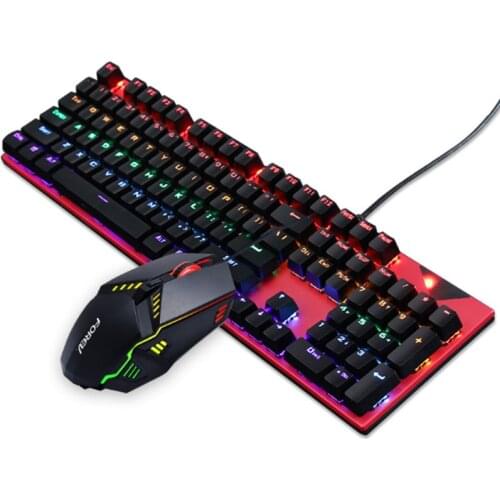 Gaming Mechanical Keyboard 104-key Green Axis RGB backlit USB Wired Keyboard and Mouse Combos Level 8 waterproof for PC Laptop