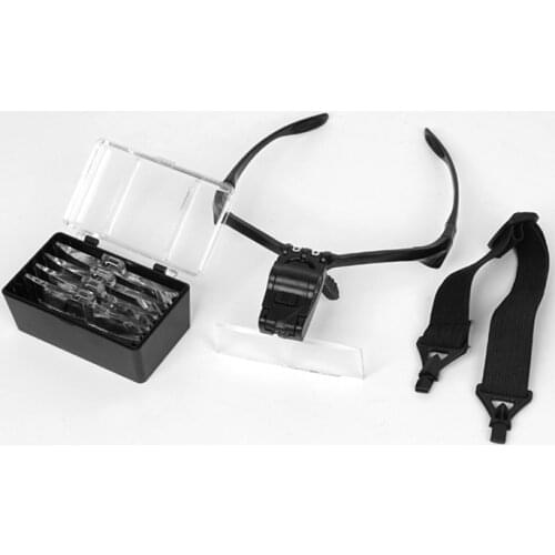 Eyelash Extension 5 Lens Adjustable Headband Magnifying Glass Magnifier With LED Light lamp Magnifying Glasses For False Lashes