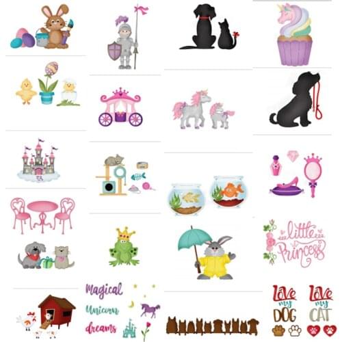 Castle Dog Cat Frog Goldfish Hen Unicorn Rabbit Animal Metal Cutting Dies For DIY Scrarpbooking Embossing Cards Crafts New 2020