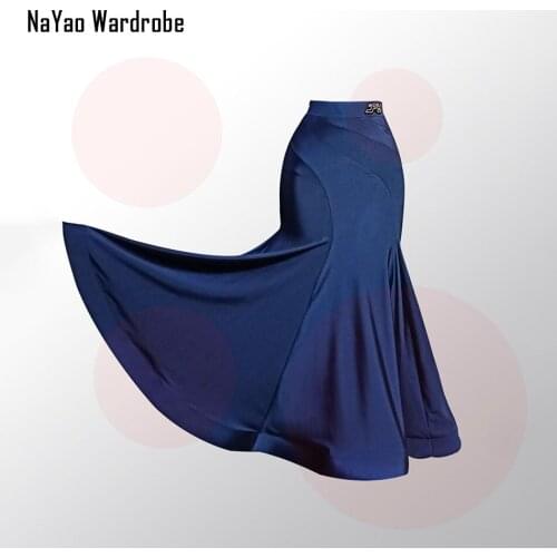 Blue Long Design Latin Dance Dress Women Latin Dance Skirt for Ballroom Samba Tango Chacha Belly Dancing Performamnce TL625