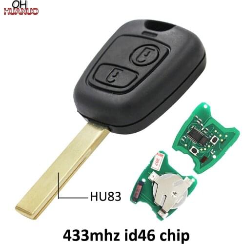 1PC,5PCS, 10PCS,2 Button Remote Key Fob P/N 73373067C 433MHz With Chip ID46 HU83 Blade With Goove for Peugeot 307 206