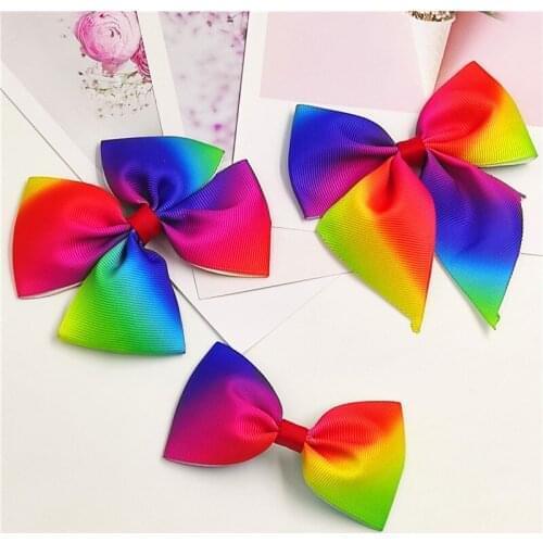 1 Piece Pretty Creativity Rainbow Ties Bows Elastic Hair Bands For Baby Girls Hairpin Clips Scrunchy Kids Hair Accessories