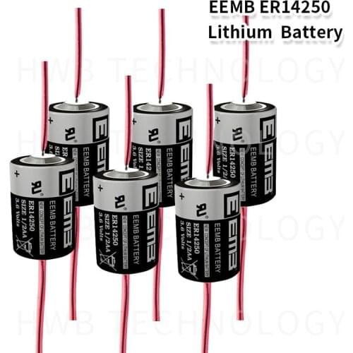 10pcs EEMB ER14250 1/2AA 3.6V 1200mAh Lithium Battery With welding Free Shipping