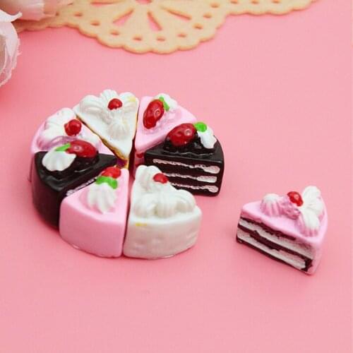 10Pcs New Kawaii Flat Back DIY Miniature Artificial Fake Food Cake Resin Cabochon Lanyard Mobile Phone Strap
