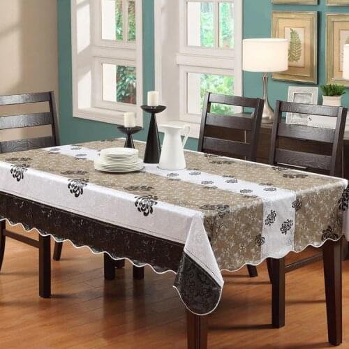 137*183cmFlannel-Backed Wipe Clean PVC Vinyl Tablecloth Dining Kitchen Table Cover