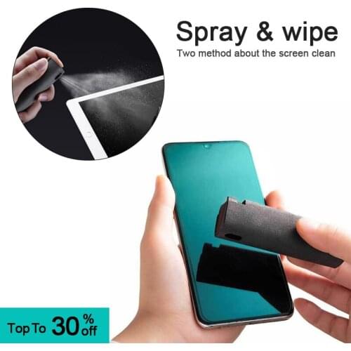 2 In 1 Spray & Wipe Screen Cleaner Mobile Phone Screen Wipe Dust Removal Tool Microfiber Cloth Set Cleaning Artifact 1pc