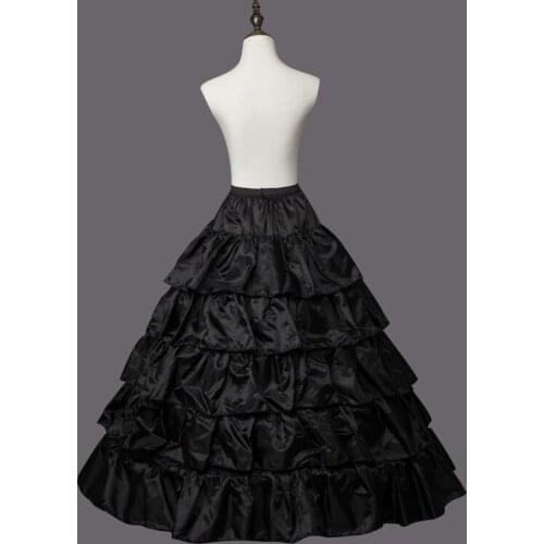 2019 4 Hoops 5 Layers Ball Gown Petticoats Black Petticoat Crinoline Underskirt Big Ruffle Wedding Accessories Tulle Underskirts