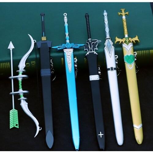 22cm Anime alloy Sword Art Online Kirito Yuuki Asuna Dark Repulser Weapon Keychains Sword Model Toys Keychain For Fun Gift