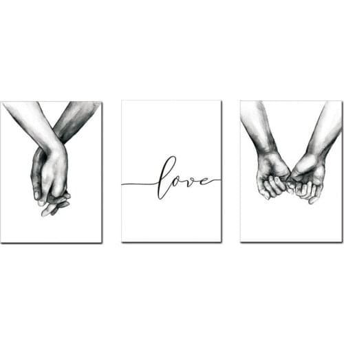 3Pcs Beautiful Painting Hands Design Durable Print Poster Frameless Picture Long Lasting Fabric Wall Art Pictures