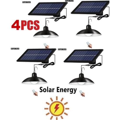 4pcs remote 30 led 2 head Retro Lampshade Solar Shed Lights Outdoor Indoor Solar Pendant Light Lamp For Camping Waterproof Light