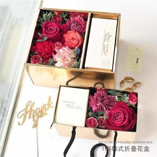 5pcs/lot Gift Box DIY Wedding Party Portable Folding Flower Cake Candy Box with PVC Cover Flower Dessert Flower Packaging Box