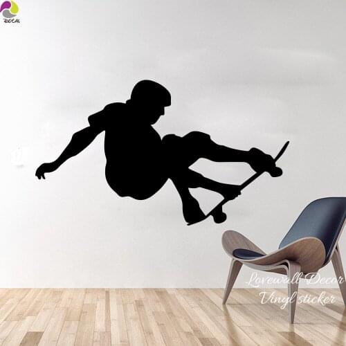 97cmx56cm Skateboard Wall Sticker Bedroom Boy Room Skater Skating Sport Wall Decal Cut Vinyl Home Decor Easy Wall Art Mural