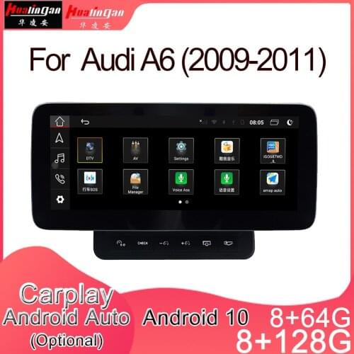 Android 10 Car Multimedia DVD Stereo Radio Player GPS Navigation Carplay Auto for Audi A6(2009-2011) 3G System