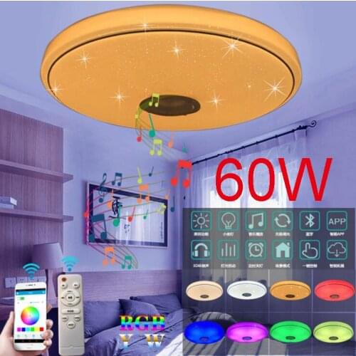 LED Wireless Bluetooth Speaker Loundspeaker Player RGB Dimmable Ceiling Light Panel Lamp with APP + Remote Control For Bedroom