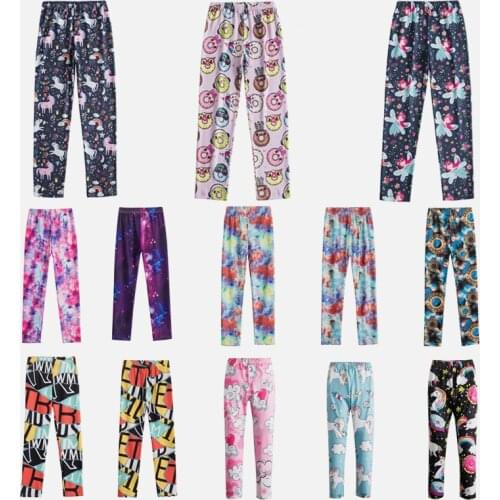 Baby Girl Pencil Pants Kids Trousers Skinny Pants Girls Leggings Floral Printed Unicorn Toddler Leggings for 2-9 Years
