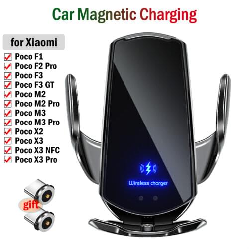 Fast Car Magnetic Charging for Xiaomi Poco X2 X3 NFC F2 Pro F1 F3 GT M2 M3 Pro Car Charger Automatic Smart Sensor Phone Holder