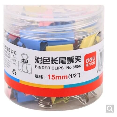 Deli 8556 Color Long Tail Ticket Holder / Business Office / Student/ Stationery Clip / Swallow Tail Clip 15mm 60 Pieces / Box