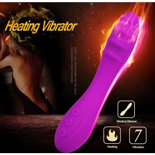 Erotic SextoysSilicone Heating Dildo Vibrator Waterproof Rechargeable 7 Modes G Spot Stimulator Adult Sex Toys for Woman