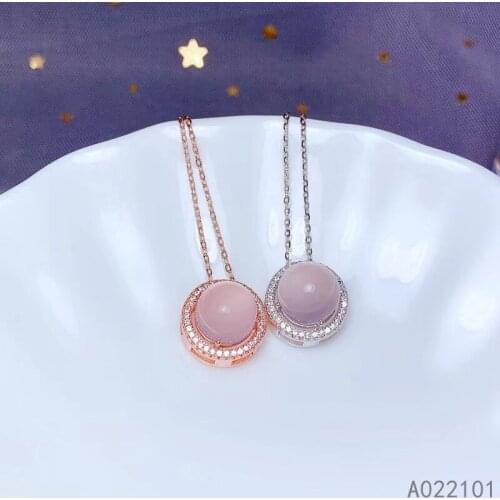 KJJEAXCMY fine Jewelry 925 Sterling Silver Natural Rose Quartz Girl new luxury Pendant Necklace Support Test Chinese style