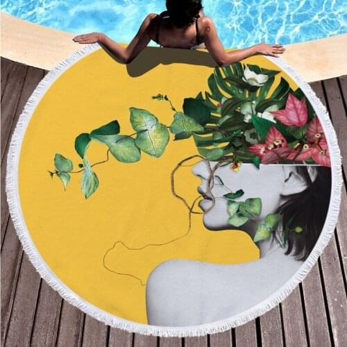 Beautiful girl Beach cover up Microfiber towel luxury beach towel Sea beach towel Fringed beach towel Round beach towel For home
