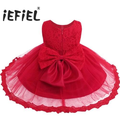 6 Colors Toddler Baby Girls Lace Ball Gown Dress Newborn Infant 1 Year 1ST Birthday Baptism Dress Baby Girl Chirstening Dress