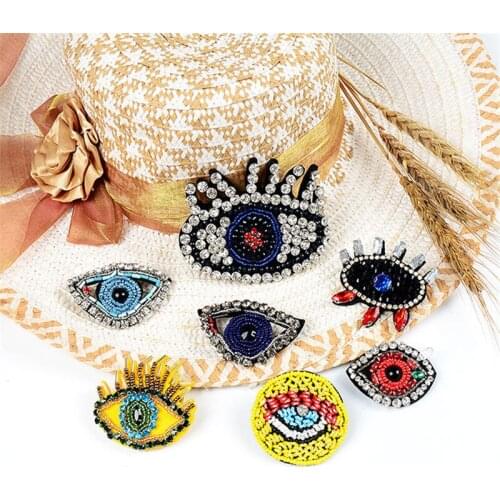 Maxsin 1 Pcs High Quality Handmade Beaded Sequins Rhinestone Eyes Stickers Clothing Accessories Hat Shoes Decoration DIY