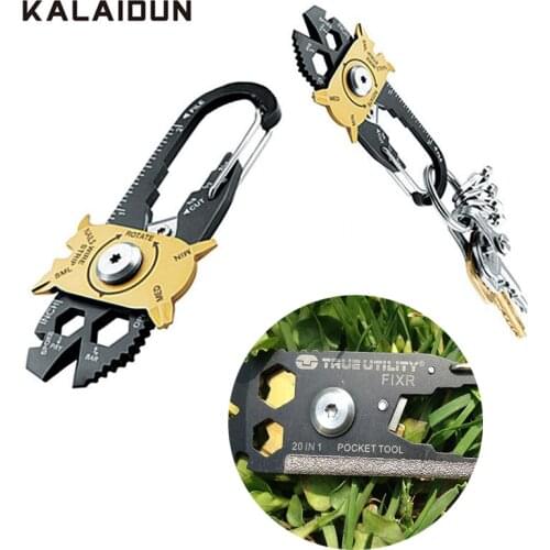 KALAIDUN 20-in-1 Wrench Set Multifunctional Mini Universal Key Survival Kit Stainless Steel Combination 1/2 1/4 3/8 Hex Spanner